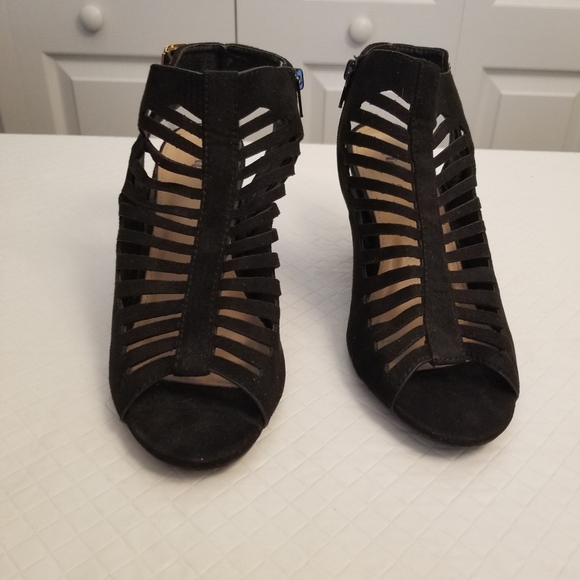 Rue21 Shoes - Rue 21 Etc Black Cut Out Slingback Peep Toe Chunky Platform Heels Size 9 Kayla